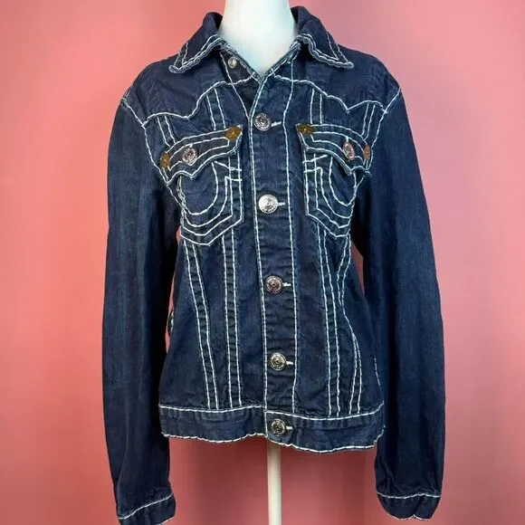 VINTAGE TRUE RELIGION JIMMY SUPER T 1990s Y2K DENIM JACKET💚